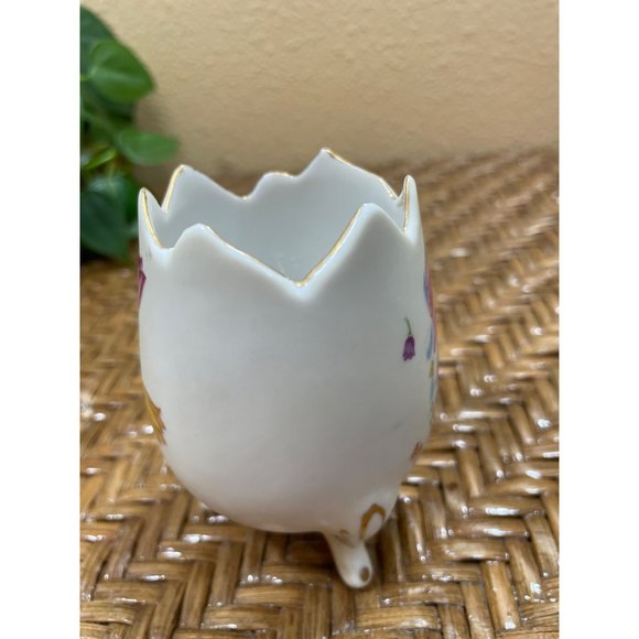 Vintage Geo Z Lefton Egg Cup Vase Handpainted Girl Flowers Spring Easter - Picture 9 of 14
